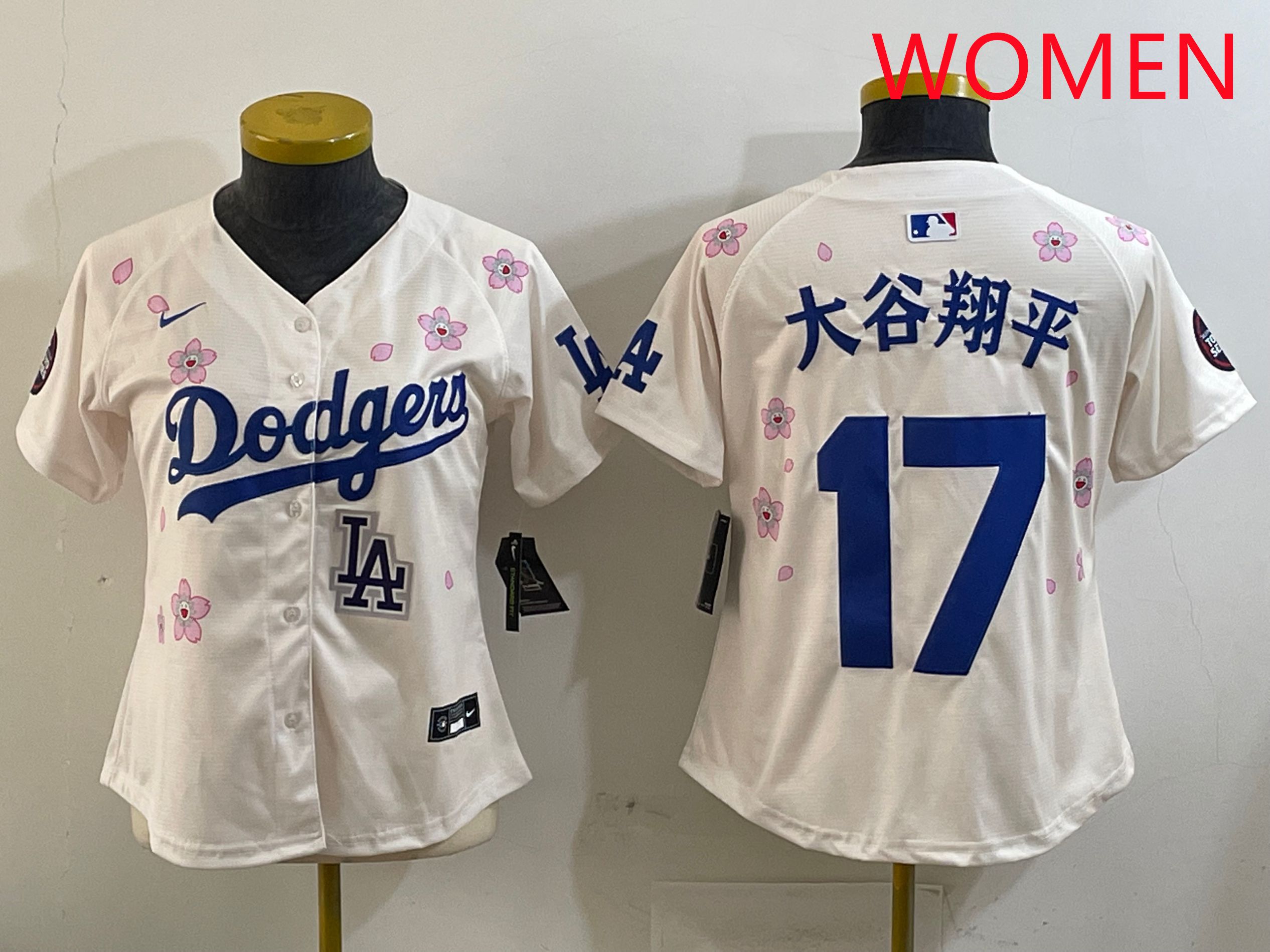 Women Los Angeles Dodgers 17 Ohtani Cream Sakura Edition 2025 Nike MLB Jersey style 23